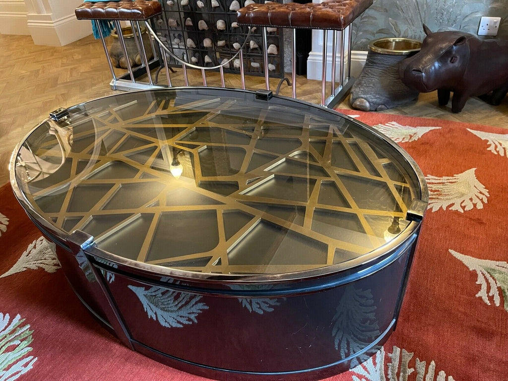 Kravt Original Brass and smoked glass Oval Coffee table