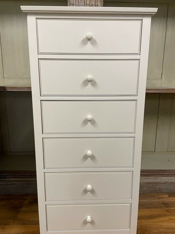 Feather and black extra tall tallboy chest of 6 drawers Neptune cream rrp £1115