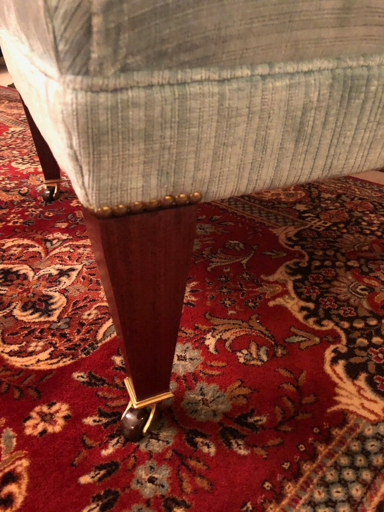 Exquisite Greengate large Powder Blue Chenille Footstool rrp £1850