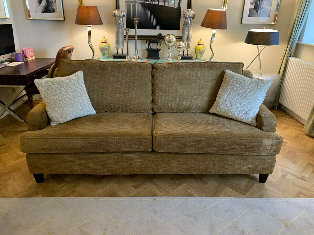 Superb Quality Irish Made, Gold woven 3 seater sofa settee,