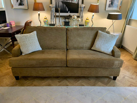 Superb Quality Irish Made, Gold woven 3 seater sofa settee,
