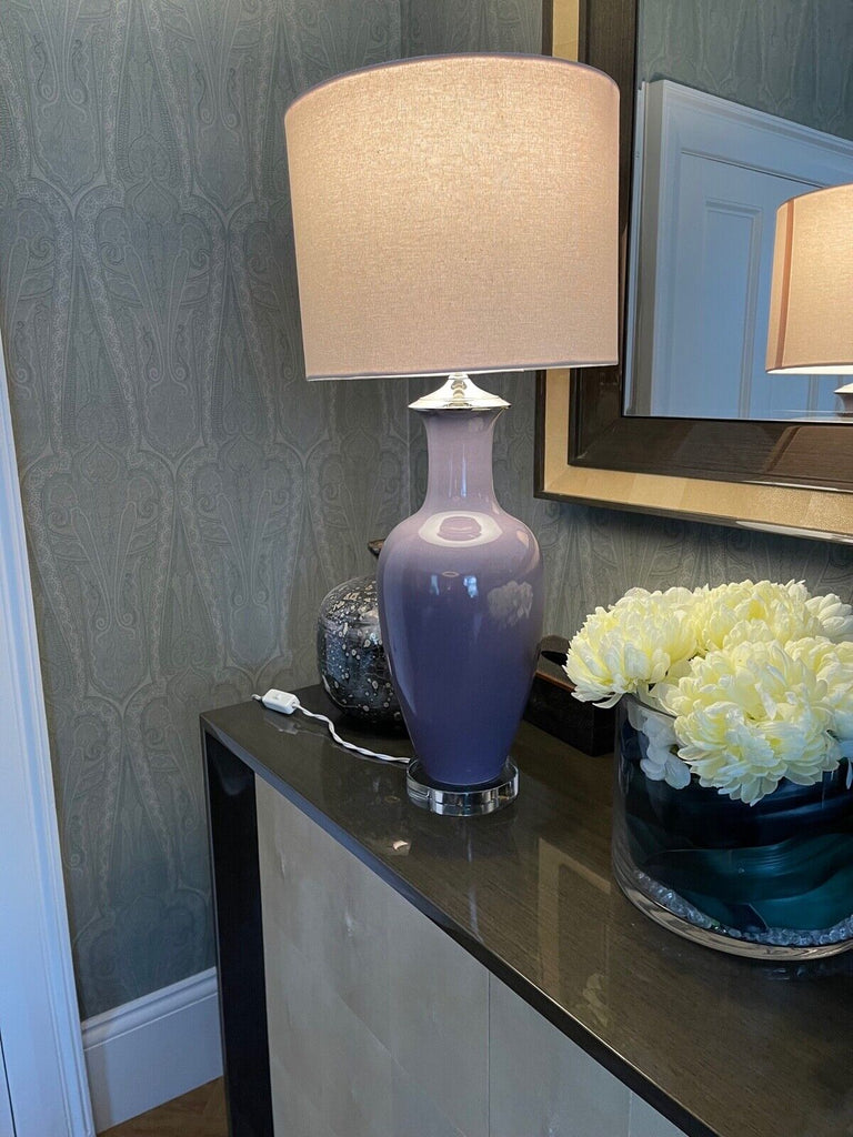 EX Showhome Best & Lloyd Glass Lilac Table lamp, fabulous quality heavy light