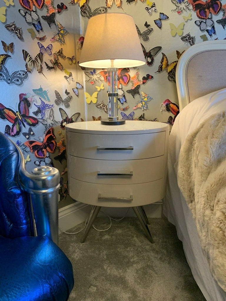 Pair of Kelly Hoppen Diaz Putty drawer side chest Lamp Table rrp £1250