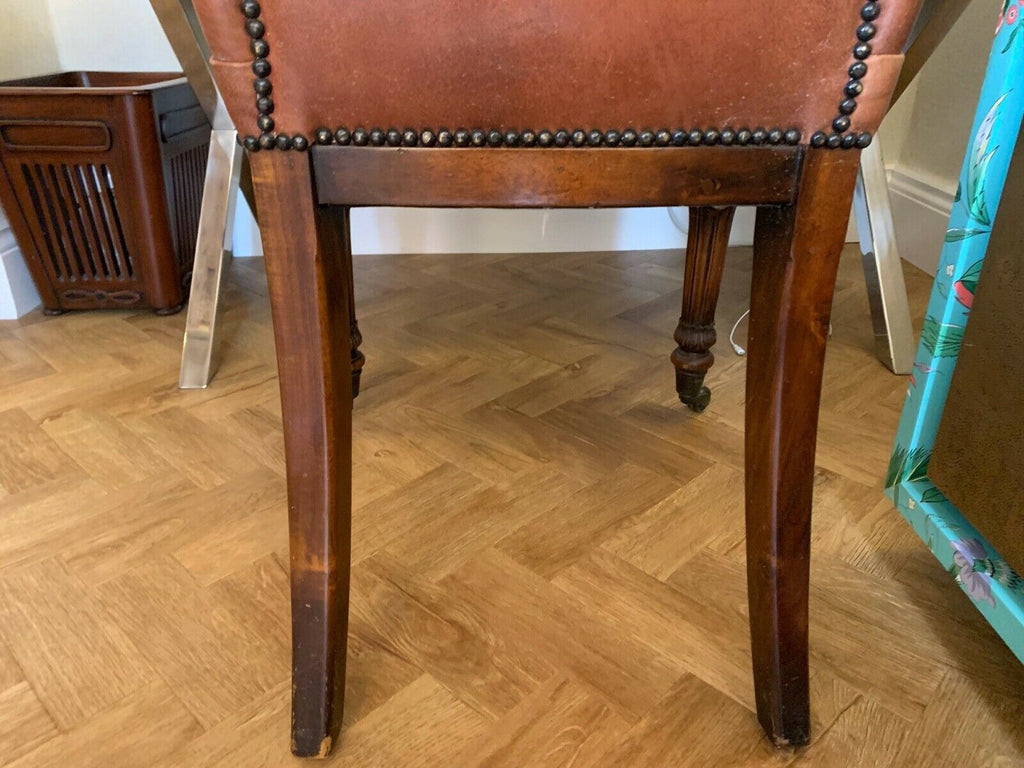 Superb Theodore Alexander brown leather deep buttoned desk chair rrp £2300