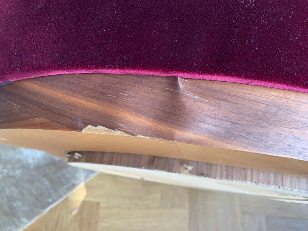 Ex Showhome David Linley Red Velvet swivel Deco Tub Chair in plum red rrp £4500