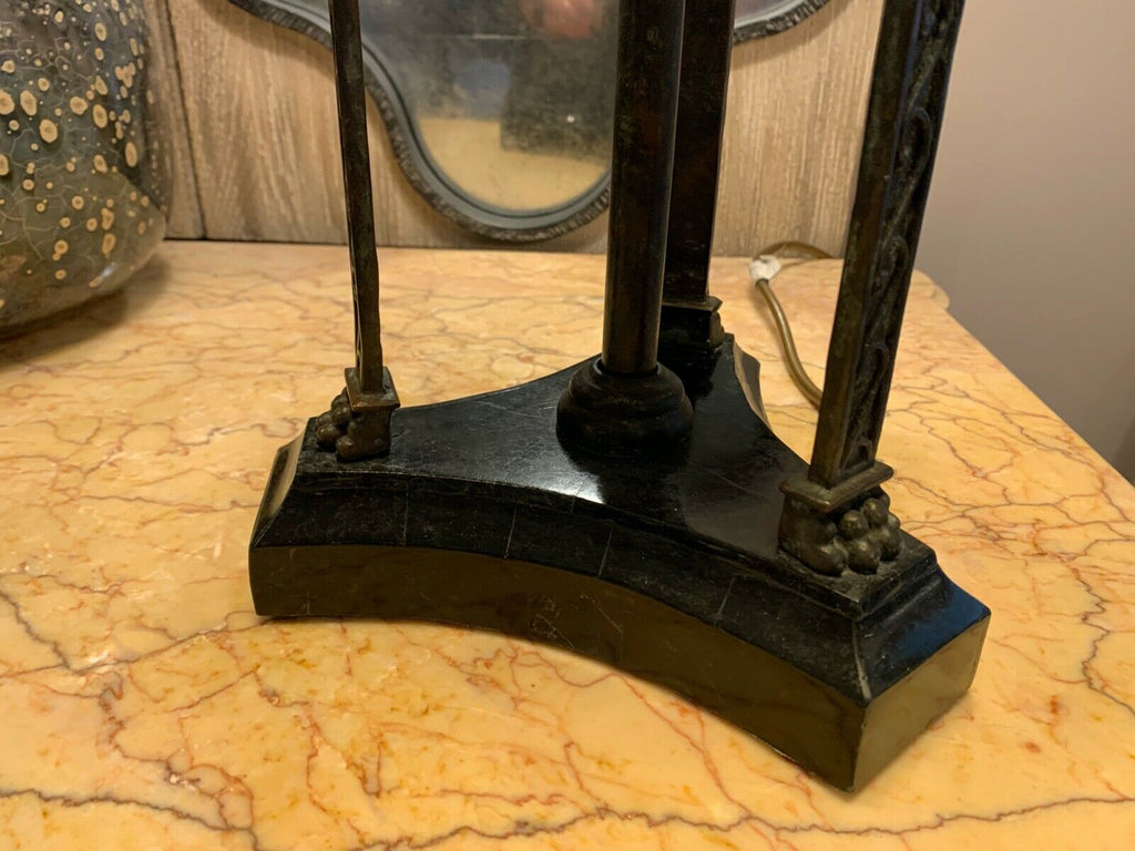 Impressive Maitland Smith Large table lamp, leather and metallic shade