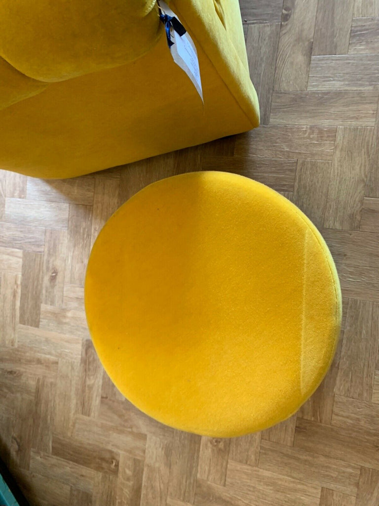 Ex Display George smith Round Drum stool Mohair yellow Ilse Crawford rrp £1950