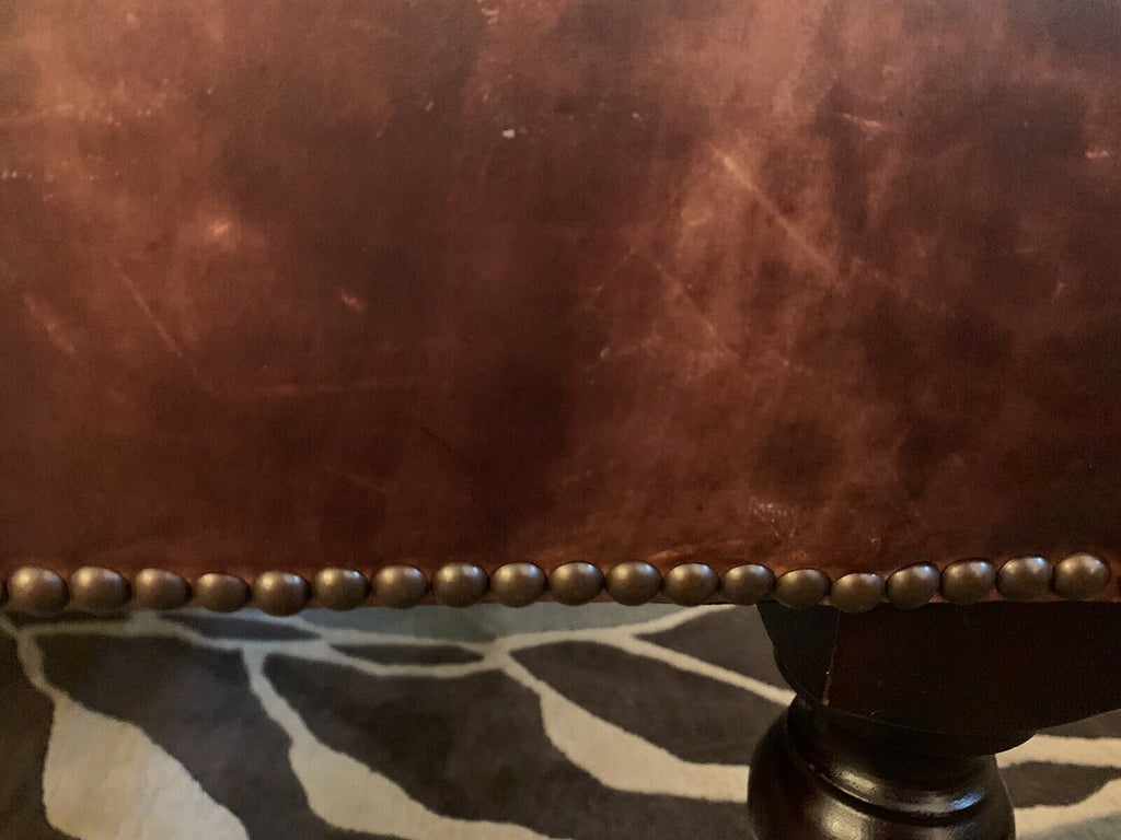 Superb George Smith Brown Leather hand dyed large ottoman foot stool rrp £3200 B