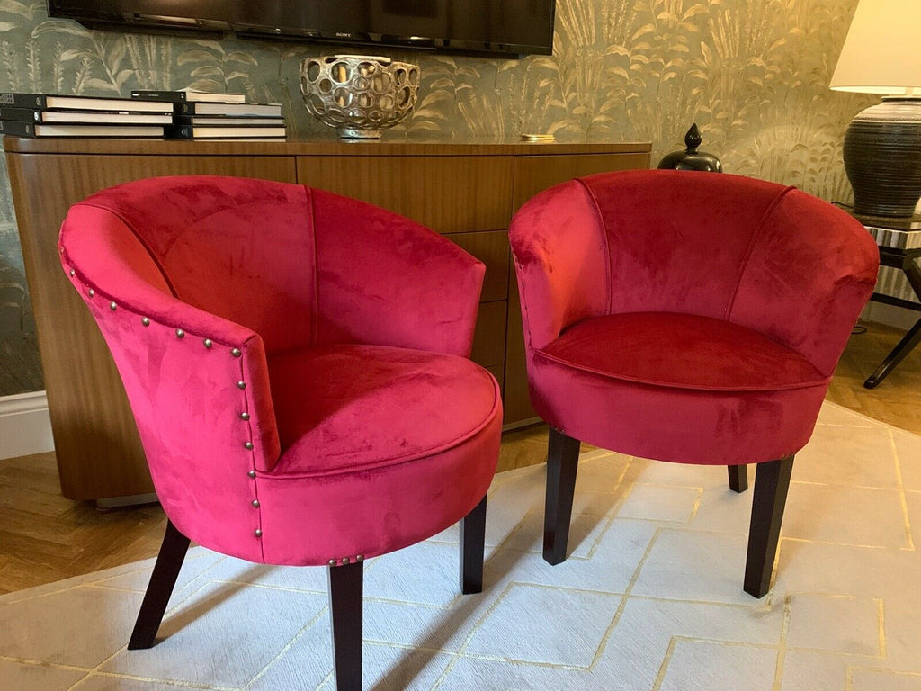 Superb Ex Showhome George Smith Petworth chair in red velvet fabric rrp £2800