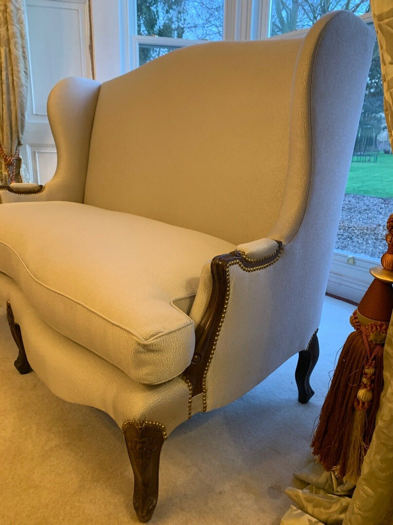 Superb Ultra High End high backed wing sofa in Oyster fabric cost THOUSANDS!!!!!