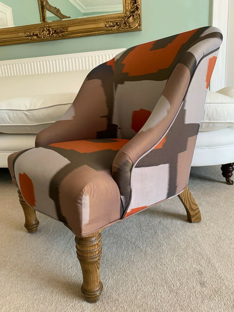 Ex Display Childs George Smith Small Eve tan & Orange chair, tub armchair