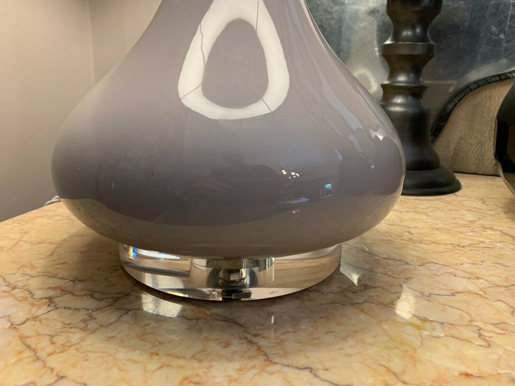 Quality pair of Porta Romana Grace Tall  table lamp grey shade, rrp £3800