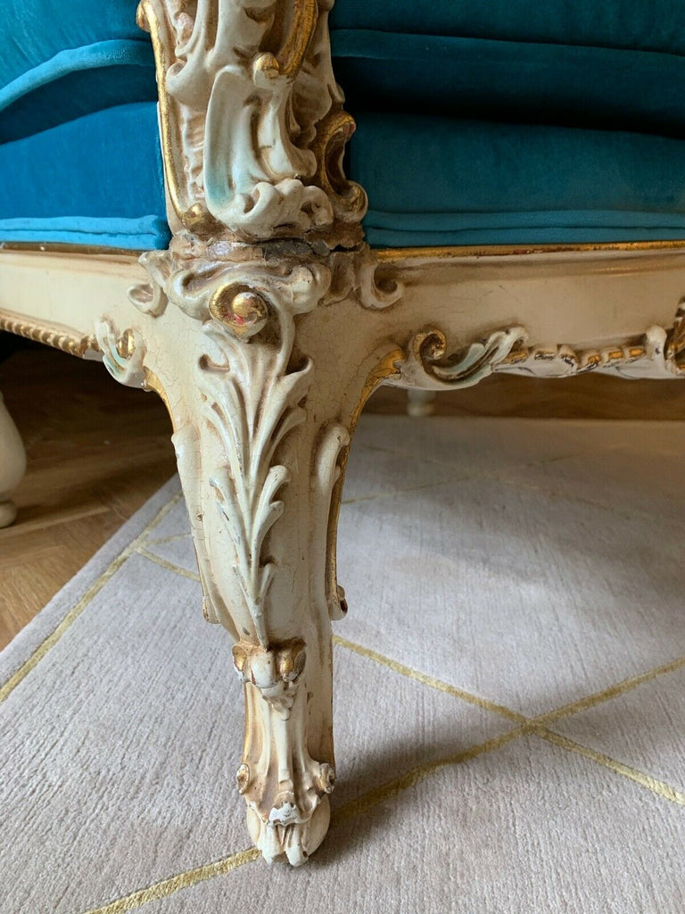 Genuine Silik Italian rococo armchair with George smith turquoise fabric