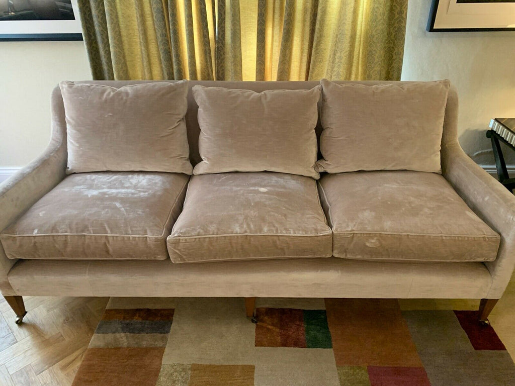 William Yeoward Christian Dusty Pink velour 3 seater sofa settee cost £9400