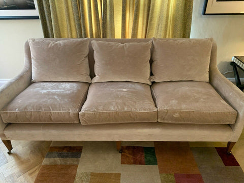William Yeoward Christian Dusty Pink velour 3 seater sofa settee cost £9400