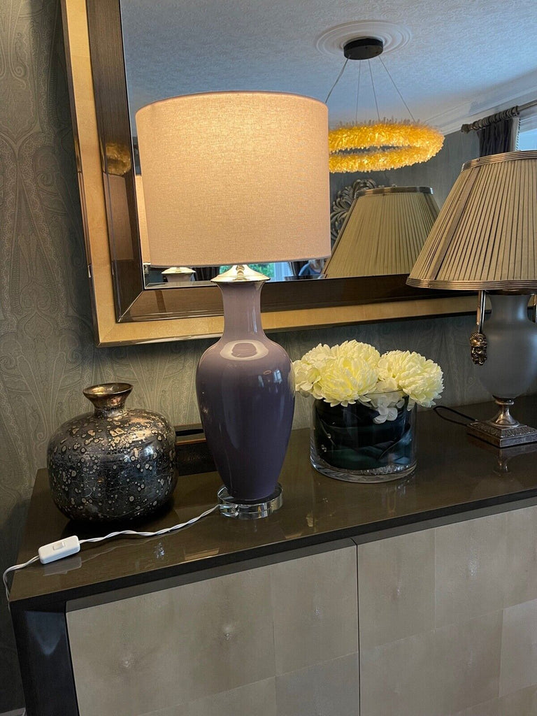 EX Showhome Best & Lloyd Glass Lilac Table lamp, fabulous quality heavy light