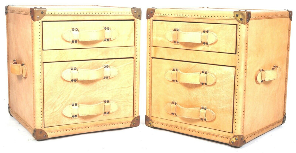 Andrew Martin Parchment leather bedside chest or lamp table rrp £1400 each