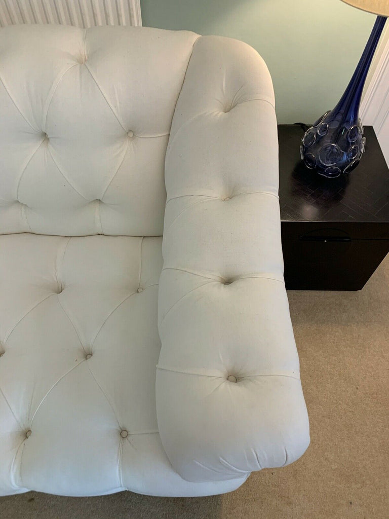 Ex Display George Smith Seaton sofa white linen deep buttoned rrp £11800