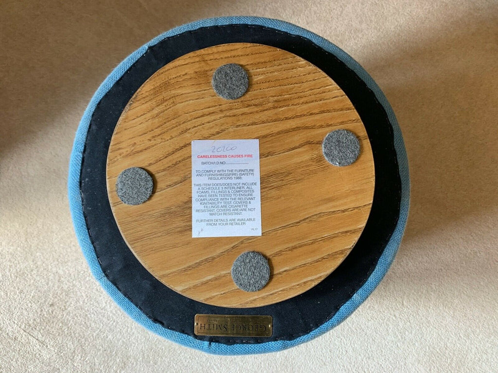 Superb Ex Display George Smith Baby Drum stool Baby Blue linen rrp £1400