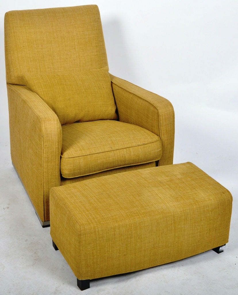 B&B Italia Apta Mustard linen armchair with Apta stool rrp £3700