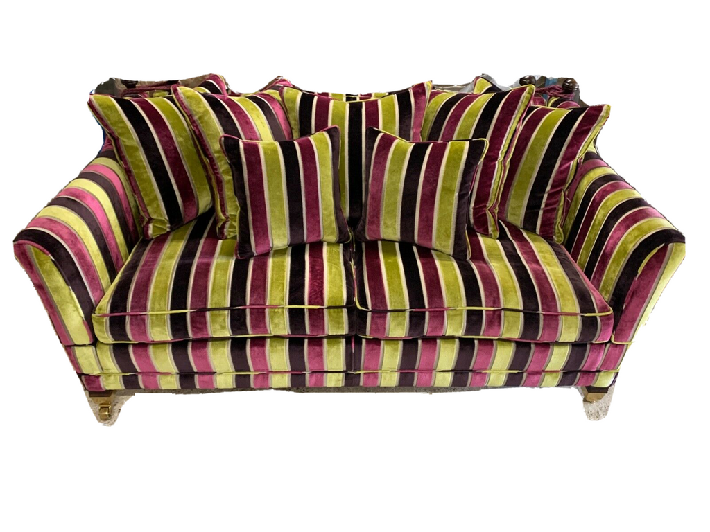 Duresta Trafalgar 2 seater knoll drop arm sofa Velvet Stripe fabric rrp £6360