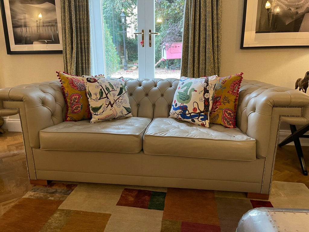 Suite of David Linley Pimlico sofa 4 + 3 + 2 seater Learjet grey leather rrp£52K