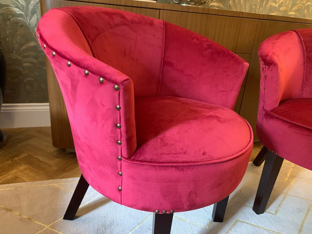 Superb Ex Showhome George Smith Petworth chair in red velvet fabric rrp £2800