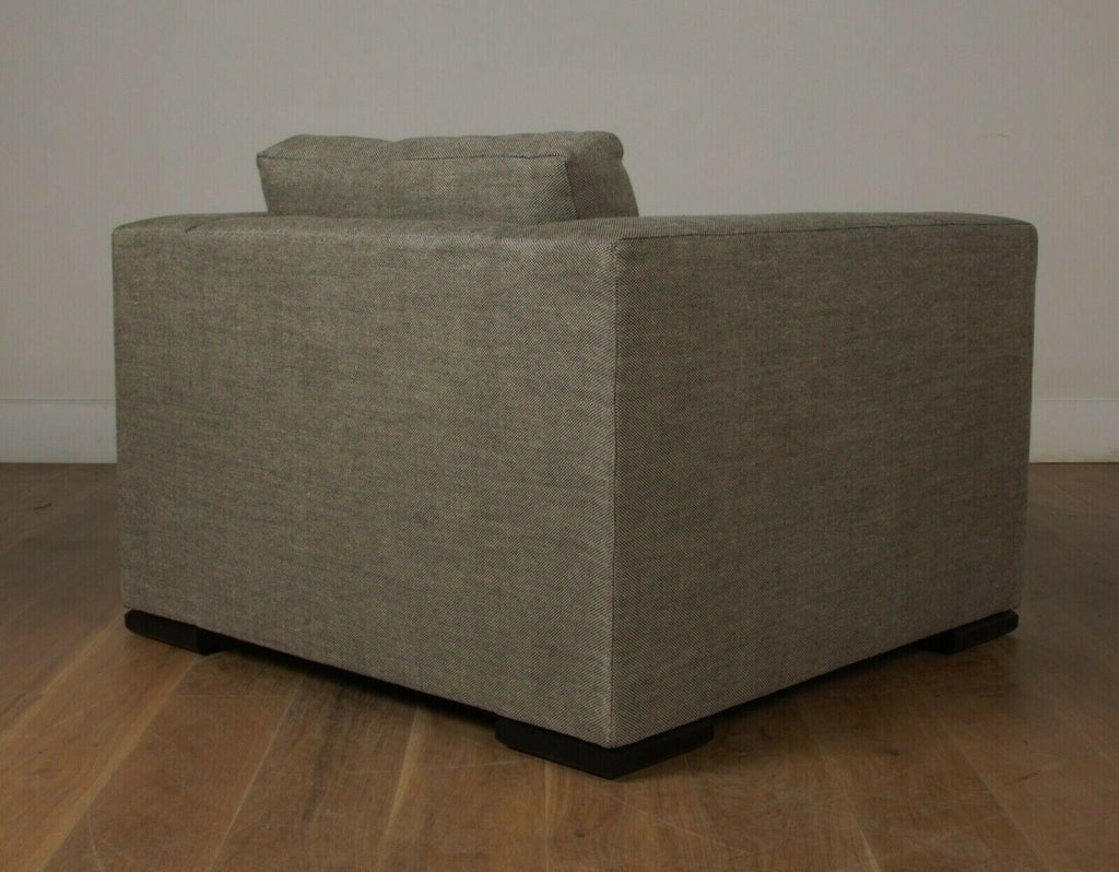 Ex Display George Smith square armchair grey  tweed black fabric rrp £6200
