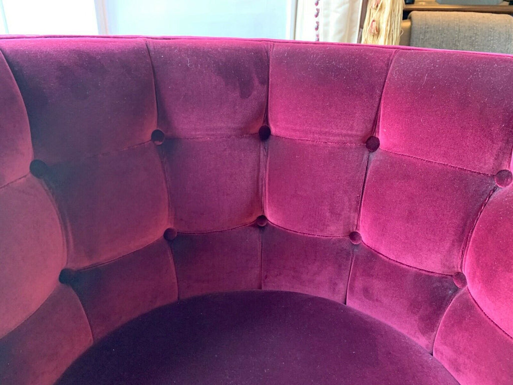 Ex Showhome David Linley Red Velvet swivel Deco Tub Chair in plum red rrp £4500