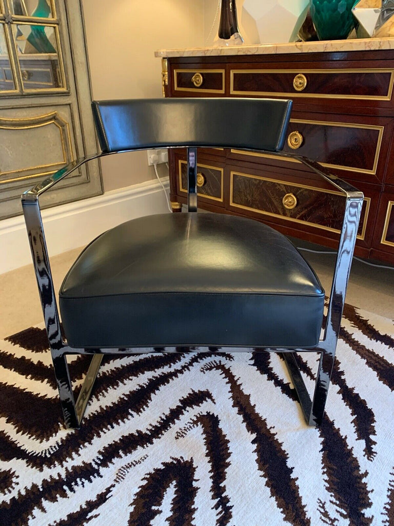 Flexform Morgan leather lounge side chair Bvlgari hotel Smoke frame rrp £2500 F