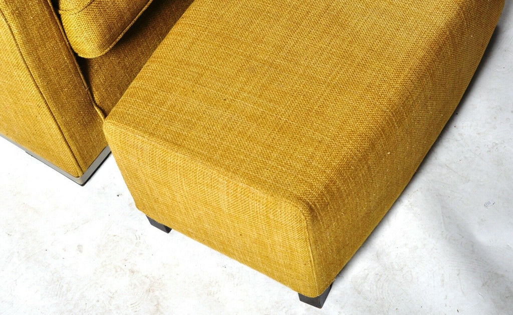 B&B Italia Apta Mustard linen armchair with Apta stool rrp £3700