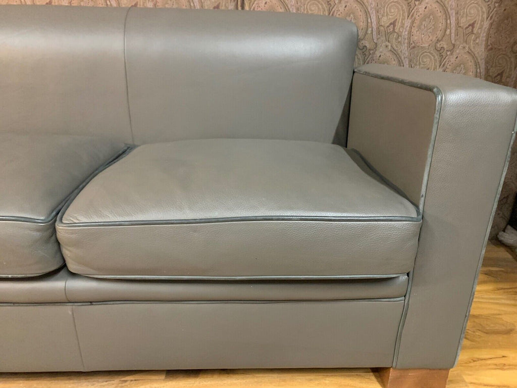 David Linley Chase fixed back sofa grey leather 3 seater slimline sofa rrp£9,975