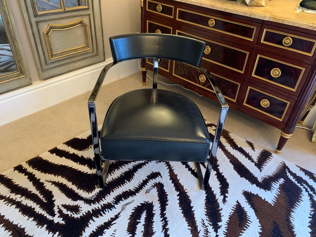 Flexform Morgan leather lounge side chair Bvlgari hotel Smoke frame rrp £2500 G