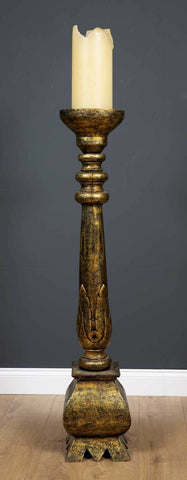 Stunning HUGE & Oversized hardwood gold gilt candle picket, candlestick