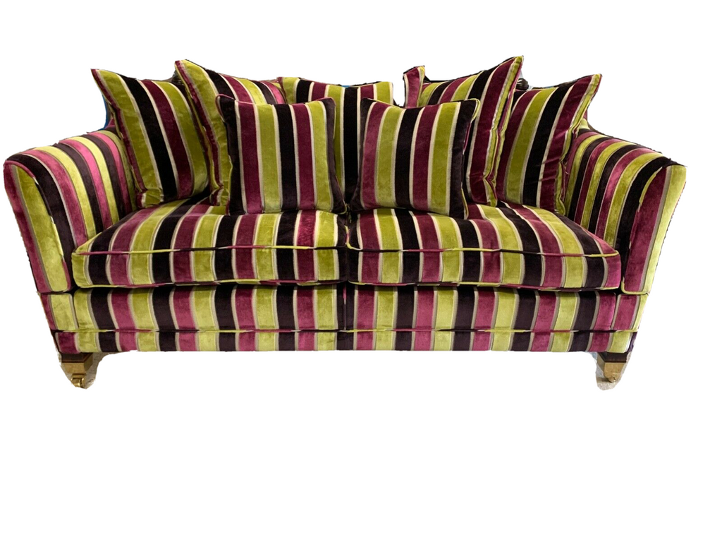 Duresta Trafalgar 2 seater knoll drop arm sofa Velvet Stripe fabric rrp £6360