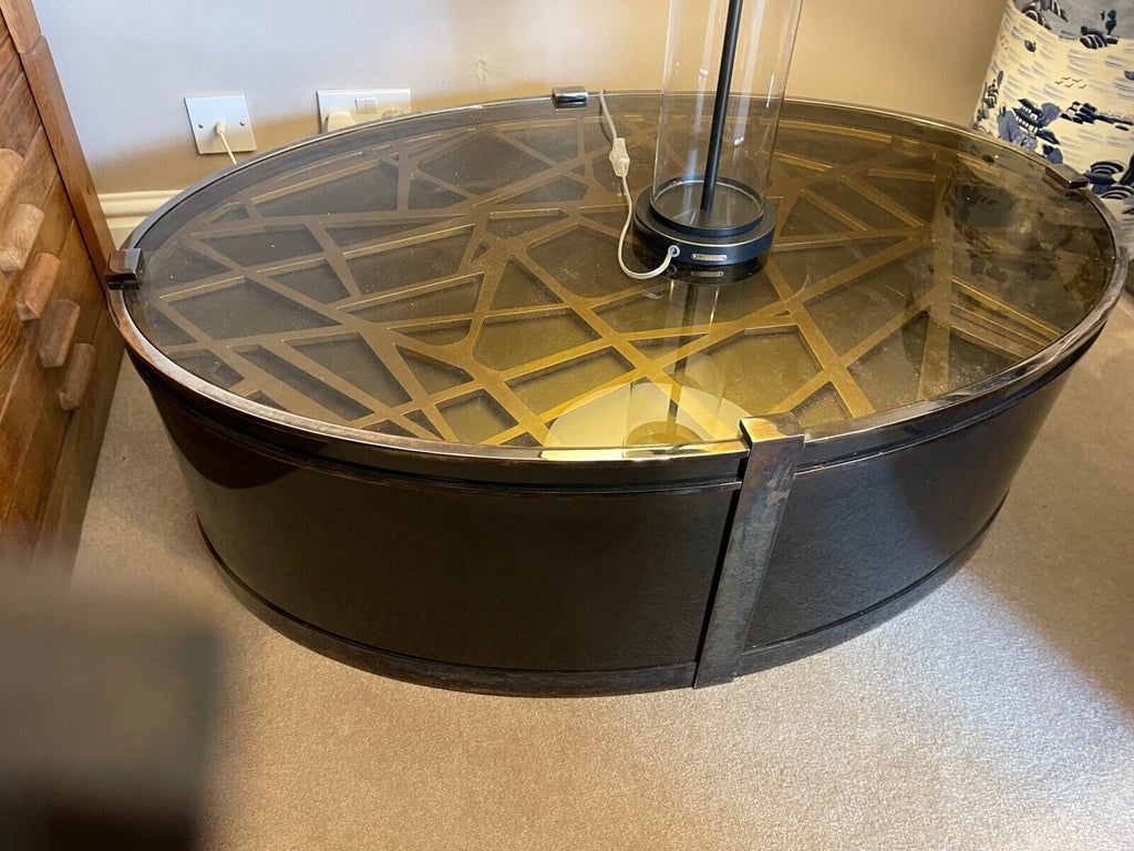 Kravt Original Brass and smoked glass Oval Coffee table